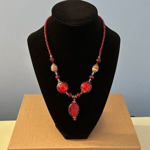 Elegant Red Beaded Necklace